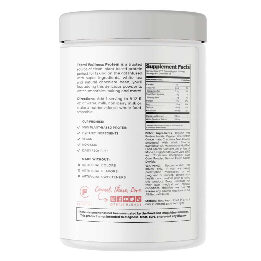 Teami Plant-Based Wellness Protein Powder - Teami